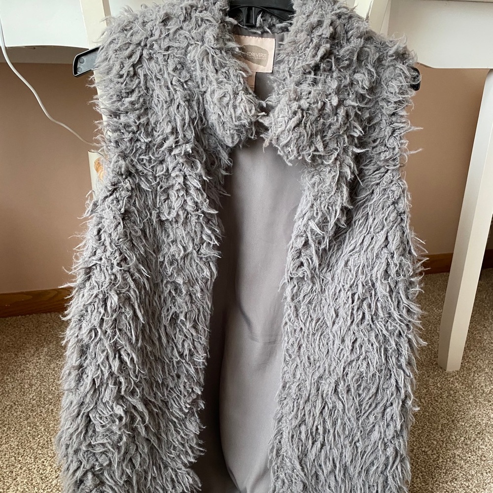 Long Grey Fur Vest